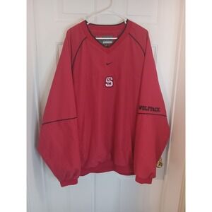 Vintage NC State Wolfpack Nike Team Jacket Men's 2XL Red Clima Fit Pullover Fade